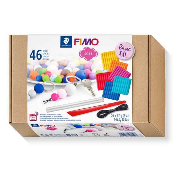 Produktbild: STAEDTLER FIMO soft 8023, ofenh&auml;rtende Modelliermasse, Set Basic XXL, 26 x 57 g FIMO soft Bl&ouml;cke