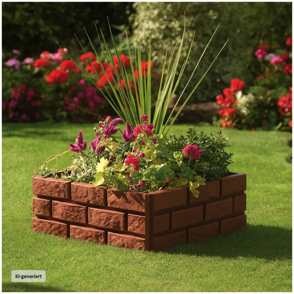 Produktbild: HTI-Living Beetumrandung 4er Set Kunststoff Steinoptik Stecksystem Gesamtl&auml;nge 180 cm