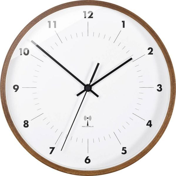 Produktbild: TFA Dostmann 98.1097 Funk Wanduhr 25.5cm x 50mm Holz