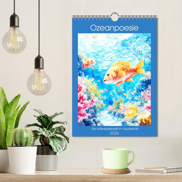 Produktbild: Ozeanpoesie. Die Unterwasserwelt im Aquarell-Stil (Wandkalender 2026 DIN A4 hoch), CALVENDO Monatskalender