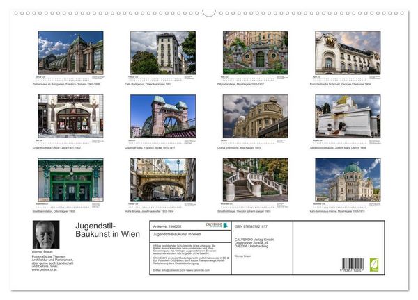 Produktbild: Jugendstil-Baukunst in Wien (Wandkalender 2026 DIN A2 quer), CALVENDO Monatskalender