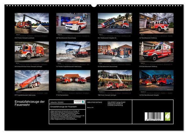 Produktbild: Einsatzfahrzeuge der Feuerwehr (hochwertiger Premium Wandkalender 2026 DIN A2 quer), Kunstdruck in Hochglanz