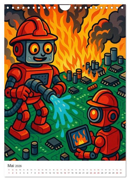 Produktbild: Robo-Champs: Witz trifft auf Chip (Wandkalender 2026 DIN A4 hoch), CALVENDO Monatskalender