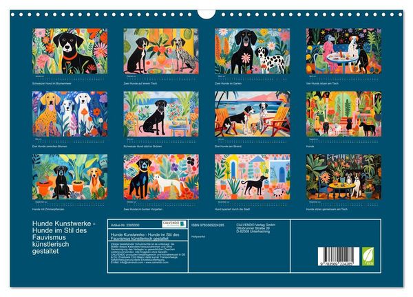 Produktbild: Hunde Kunstwerke - Hunde im Stil des Fauvismus k&uuml;nstlerisch gestaltet (Wandkalender 2027 DIN A3 quer), CALVENDO Monatskalender