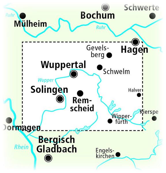 Produktbild: Publicpress Rad- und Wanderkarte Wuppertal, Bergisches Land, Solingen, Remscheid 1:50.000