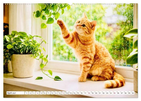 Produktbild: Rote Katzen (hochwertiger Premium Wandkalender 2027 DIN A2 quer), Kunstdruck in Hochglanz
