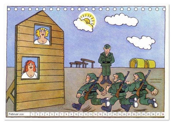 Produktbild: Da lachte die NVA - Karikaturen aus der DDR (Tischkalender 2026 DIN A5 quer), CALVENDO Monatskalender