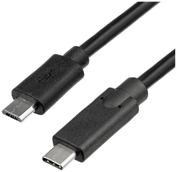 Produktbild: Akyga USB-Kabel USB-Micro-B Stecker, USB-C&reg; Stecker 1.00m Schwarz AK-USB-16