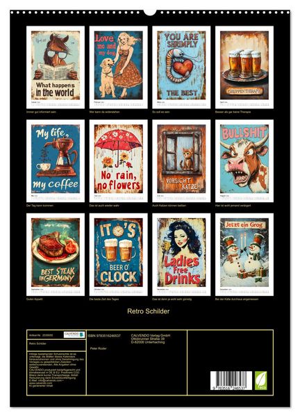 Produktbild: Retro Schilder (hochwertiger Premium Wandkalender 2026 DIN A2 hoch), Kunstdruck in Hochglanz