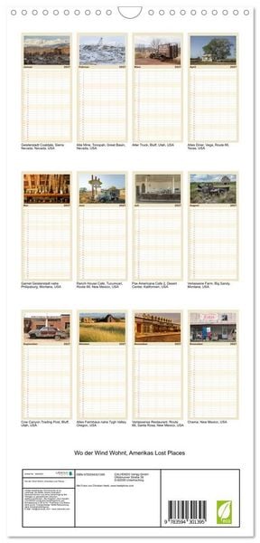 Produktbild: Familienplaner 2027 - Wo der Wind Wohnt, Amerikas Lost Places mit 5 Spalten (Wandkalender, 21 x 45 cm) CALVENDO