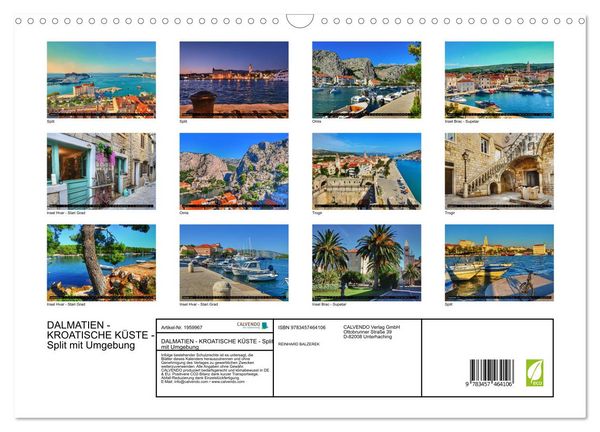 Produktbild: DALMATIEN - KROATISCHE K&Uuml;STE - Split mit Umgebung (Wandkalender 2026 DIN A3 quer), CALVENDO Monatskalender