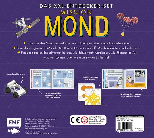 Produktbild: Das XXL-Entdecker-Set &ndash; Mission Mond: 5 Modelle zum Selberbauen, Sachbuch, Experimente und Rakete