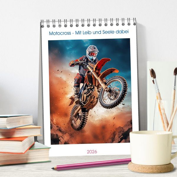 Produktbild: Motocross - Mit Leib und Seele dabei (Tischkalender 2026 DIN A5 hoch), CALVENDO Monatskalender