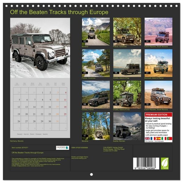 Produktbild: Off the Beaten Tracks through Europe (Wall Calendar 2026 12 &times; 12 Inch) CALVENDO 12 Month Wall Calendar