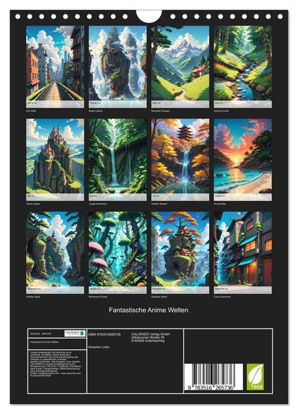 Produktbild: Fantastische Anime Welten (Wandkalender 2026 DIN A4 hoch), CALVENDO Monatskalender