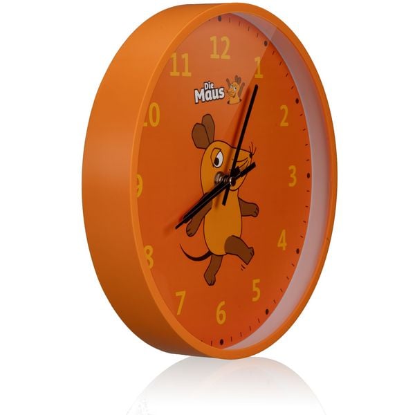 Produktbild: Bresser 12090 - DieMaus Kinder-Wanduhr Maus, orange, 25 cm