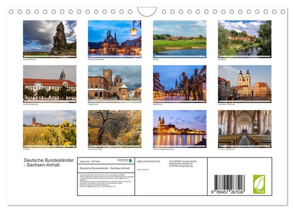 Produktbild: Deutsche Bundesl&auml;nder - Sachsen-Anhalt (Wandkalender 2026 DIN A4 quer), CALVENDO Monatskalender