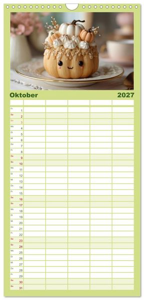 Produktbild: Familienplaner 2027 - Kawaii-Gl&uuml;cksmomente mit 5 Spalten (Wandkalender, 21 x 45 cm) CALVENDO