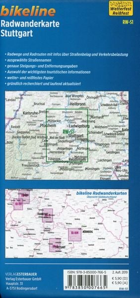 Produktbild: Radwanderkarte Stuttgart RW-S1