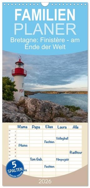 Produktbild: Familienplaner 2026 - Bretagne: Finist&egrave;re - am Ende der Welt mit 5 Spalten (Wandkalender, 21 x 45 cm) CALVENDO
