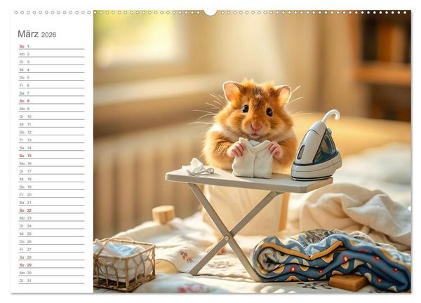 Produktbild: Hamsti Haushalt - Ordnung mit Pfiff und Flausch (hochwertiger Premium Wandkalender 2026 DIN A2 quer), Kunstdruck in Hochglanz