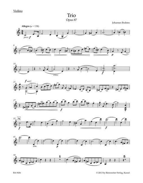 Produktbild: Brahms, J: Trio f&uuml;r Violine, Violoncello und Klavier op. 87