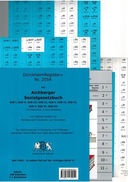 Produktbild: D&uuml;rckheimRegister f&uuml;r SOZIALGESETZBUCH (Aichberger/Haarfeld)