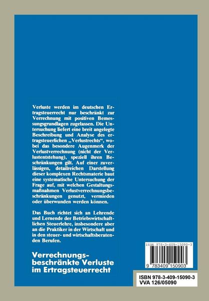 Produktbild: Verrechnungsbeschr&auml;nkte Verluste im Ertragsteuerrecht
