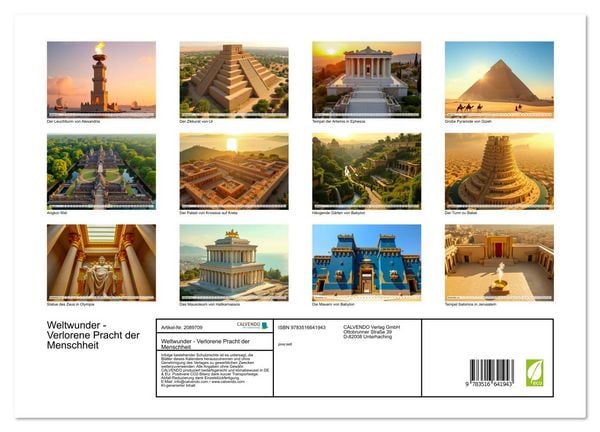 Produktbild: Weltwunder - Verlorene Pracht der Menschheit (hochwertiger Premium Wandkalender 2026 DIN A2 quer), Kunstdruck in Hochglanz