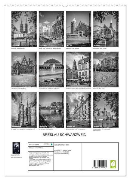 Produktbild: BRESLAU SCHWARZWEI&szlig; (hochwertiger Premium Wandkalender 2026 DIN A2 hoch), Kunstdruck in Hochglanz