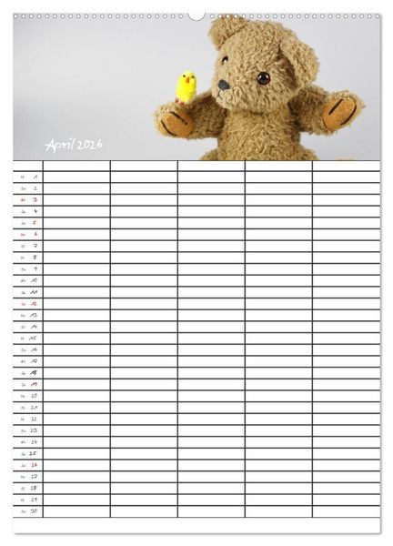 Produktbild: Der Teddyb&auml;ren-Familienplaner (Wandkalender 2026 DIN A2 hoch), CALVENDO Monatskalender