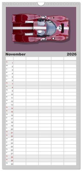 Produktbild: Familienplaner 2026 - Legenden des Rennsports Historic Sports Cars 1960-1975 mit 5 Spalten (Wandkalender, 21 x 45 cm) CALVENDO