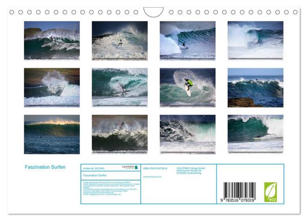 Produktbild: Faszination Surfen (Wandkalender 2026 DIN A4 quer), CALVENDO Monatskalender