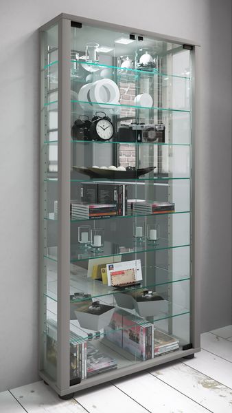 Produktbild: Glas Stand Vitrine Sammelvitrine Lumo Maxi Spiegel