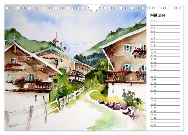 Produktbild: Aquarelle - quer durch Europa (Wandkalender 2026 DIN A4 quer), CALVENDO Monatskalender