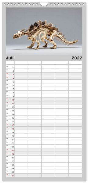 Produktbild: Familienplaner 2027 - Knochen der Giganten - Dinosaurier im Portr&auml;t mit 5 Spalten (Wandkalender, 21 x 45 cm) CALVENDO