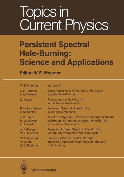 Produktbild: Persistent Spectral Hole-Burning: Science and Applications