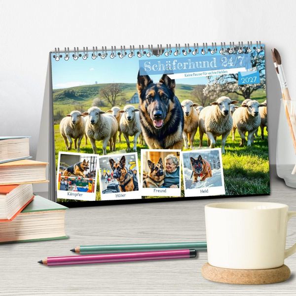 Produktbild: Sch&auml;ferhund 24/7 - Keine Pause f&uuml;r echte Helden (Tischkalender 2027 DIN A5 quer), CALVENDO Monatskalender