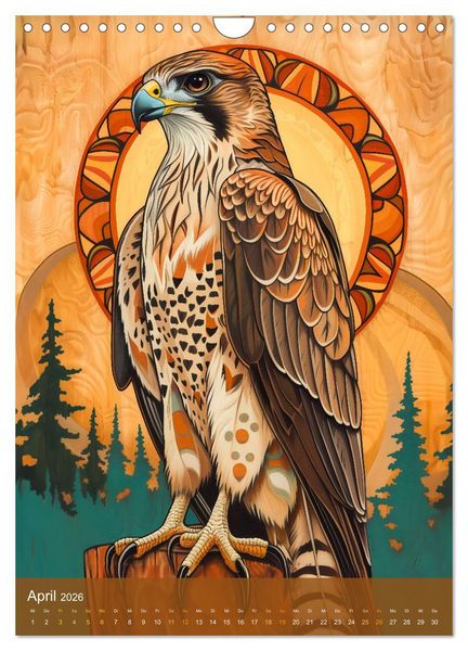 Produktbild: Totem-Tiere - Mythische Illustrationen von Krafttieren (Wandkalender 2026 DIN A4 hoch), CALVENDO Monatskalender