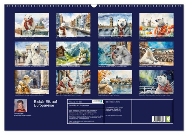 Produktbild: Eisb&auml;r Eik auf Europareise (Wandkalender 2026 DIN A2 quer), CALVENDO Monatskalender