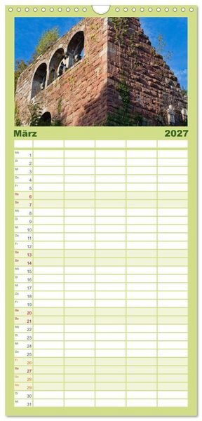 Produktbild: Familienplaner 2027 - Burg Wildenberg mit 5 Spalten (Wandkalender, 21 x 45 cm) CALVENDO