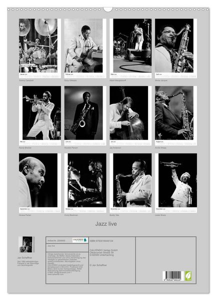 Produktbild: Jazz live (Wandkalender 2026 DIN A2 hoch), CALVENDO Monatskalender