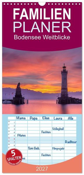 Produktbild: Familienplaner 2027 - Bodensee Weitblicke mit 5 Spalten (Wandkalender, 21 x 45 cm) CALVENDO