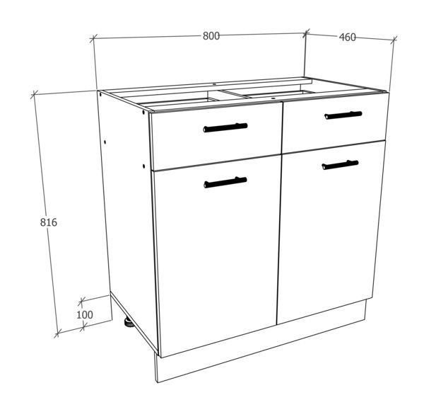 Produktbild: K&uuml;chenschrank B 80 cm Unterschrank Schublade Esilo