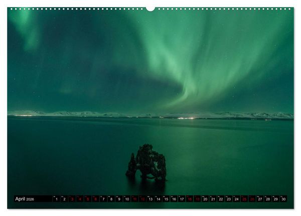 Produktbild: Aurora borealis - Magische Polarlichtn&auml;chte in Island und Norwegen (hochwertiger Premium Wandkalender 2026 DIN A2 quer), Kunstdruck in Hochglanz