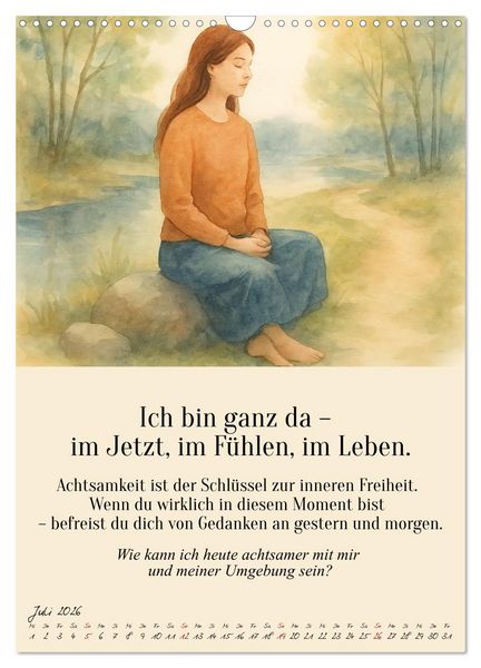 Produktbild: 12 Schl&uuml;ssel zur inneren Freiheit - Ein Jahr f&uuml;r dein inneres Zuhause &ndash; liebevoll, mutig, echt. (Wandkalender 2026 DIN A3 hoch), CALVENDO Monatskalender