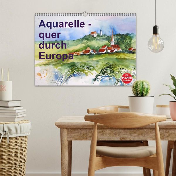 Produktbild: Aquarelle - quer durch Europa (Wandkalender 2026 DIN A3 quer), CALVENDO Monatskalender