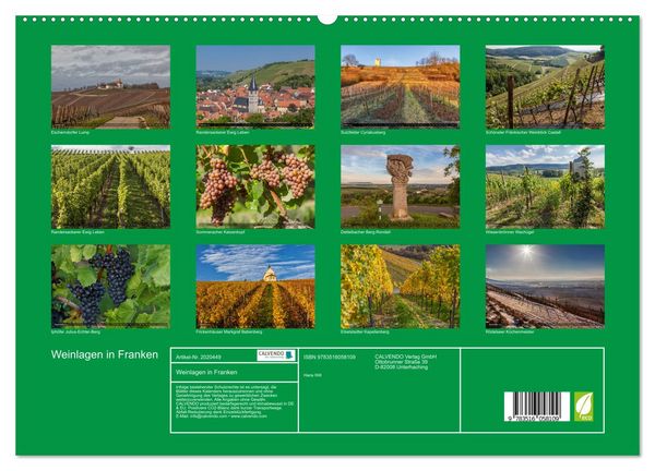 Produktbild: Weinlagen in Franken (hochwertiger Premium Wandkalender 2026 DIN A2 quer), Kunstdruck in Hochglanz