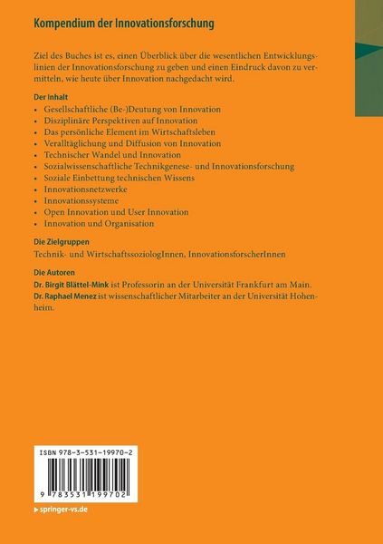 Produktbild: Kompendium der Innovationsforschung