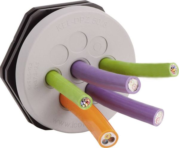Produktbild: Icotek KEL-DPZ 40/8 Kabeldurchf&uuml;hrungsplatte Klemm-&Oslash; (max.) 10.2 mm Polyamid, Elastomer Grau 1 St.